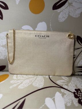 Coach Gold Metallic Chain Wristlet